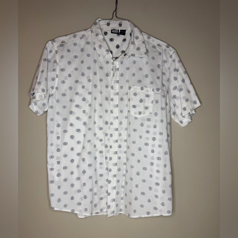 Star Wars White and Gray Button Down Shirt